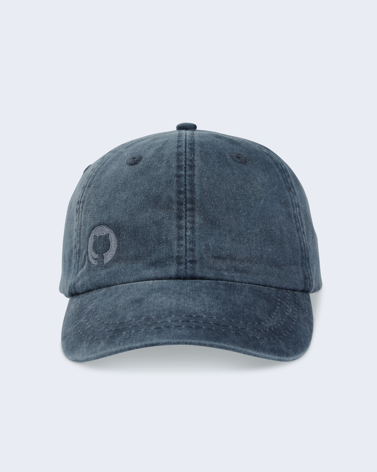 Twill baseball cap in Navy Blue with embossed Invertocat logo on the right front panel.