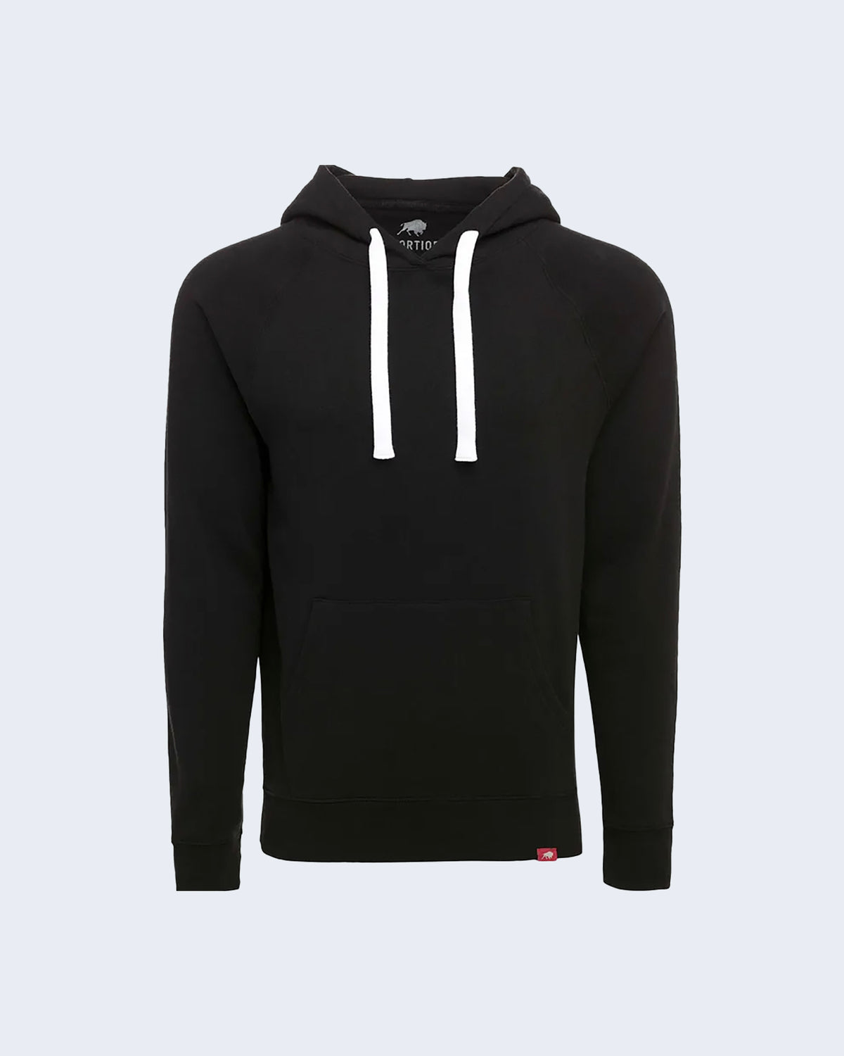 Black hoodie with withe drawstrings