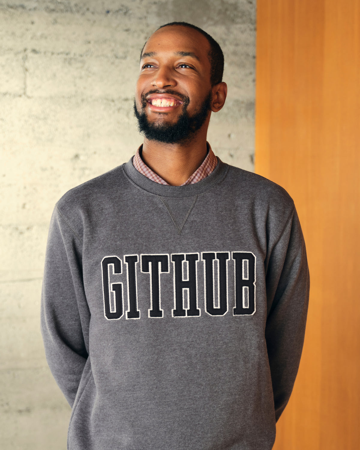 man wearing Collegiate Sweatshirt