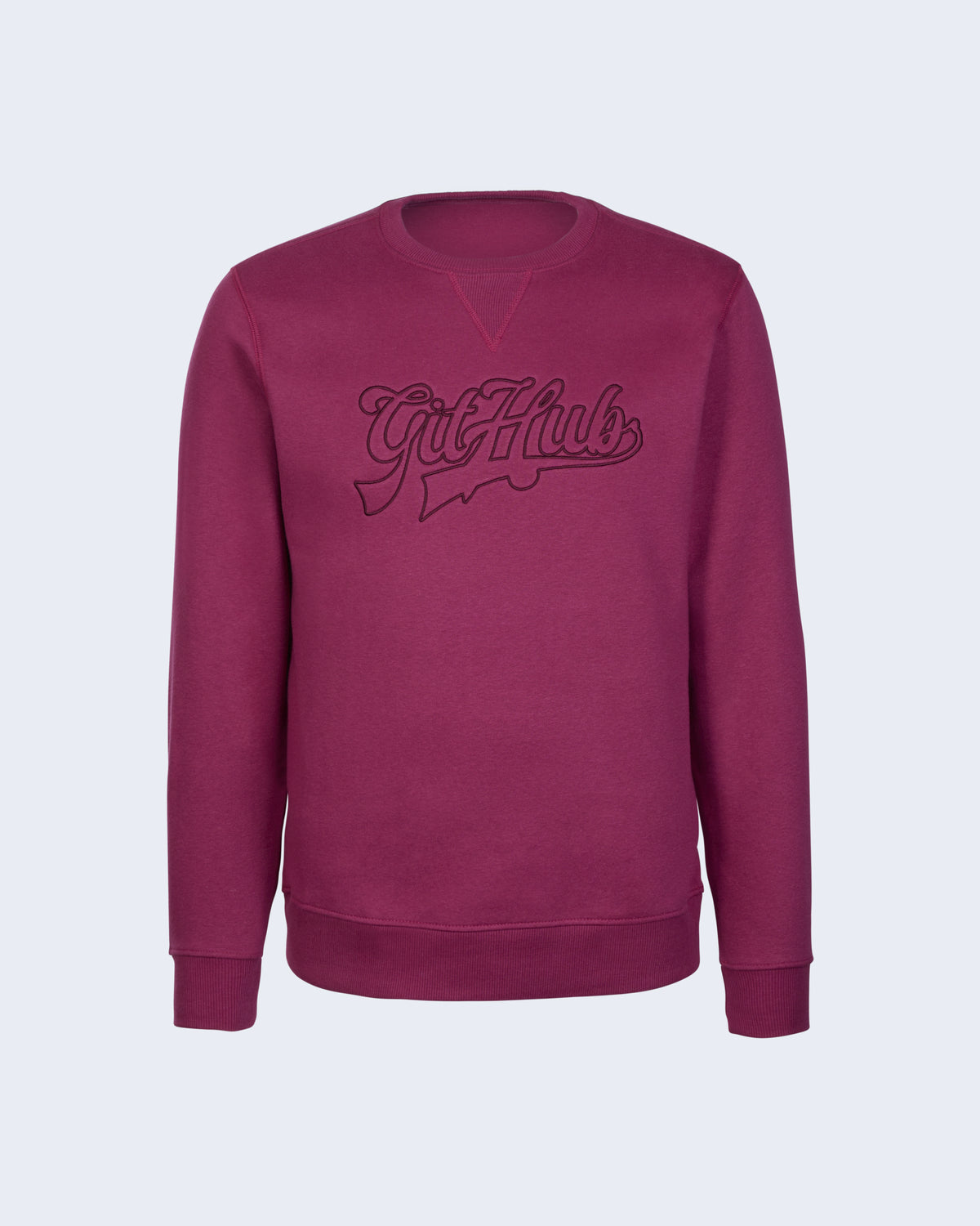 Varsity Crewneck Sweatshirt in Maroon with discreet GitHub wordmark on chest.