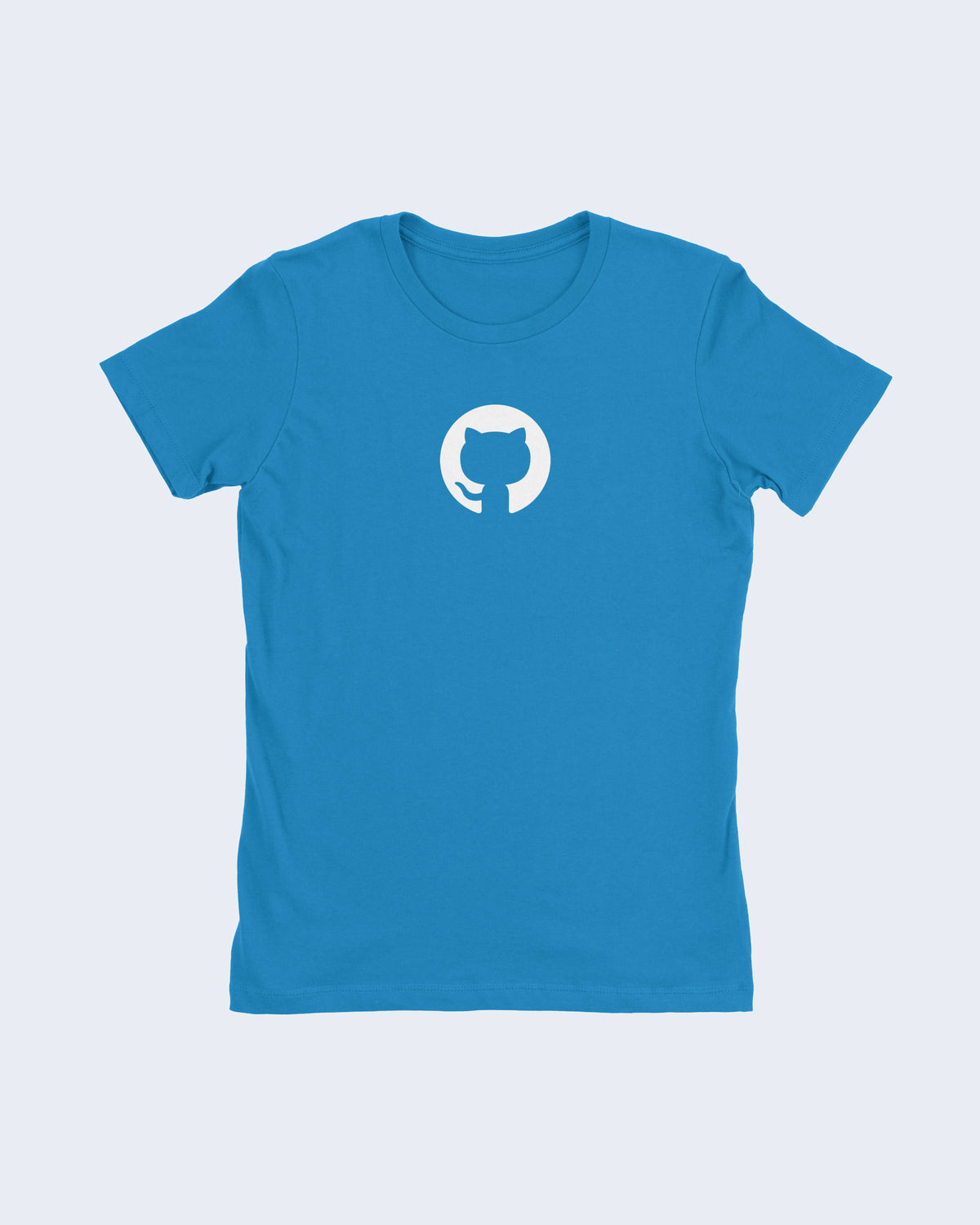 Blue fitted t-shirt with white Invertocat logo in the center.