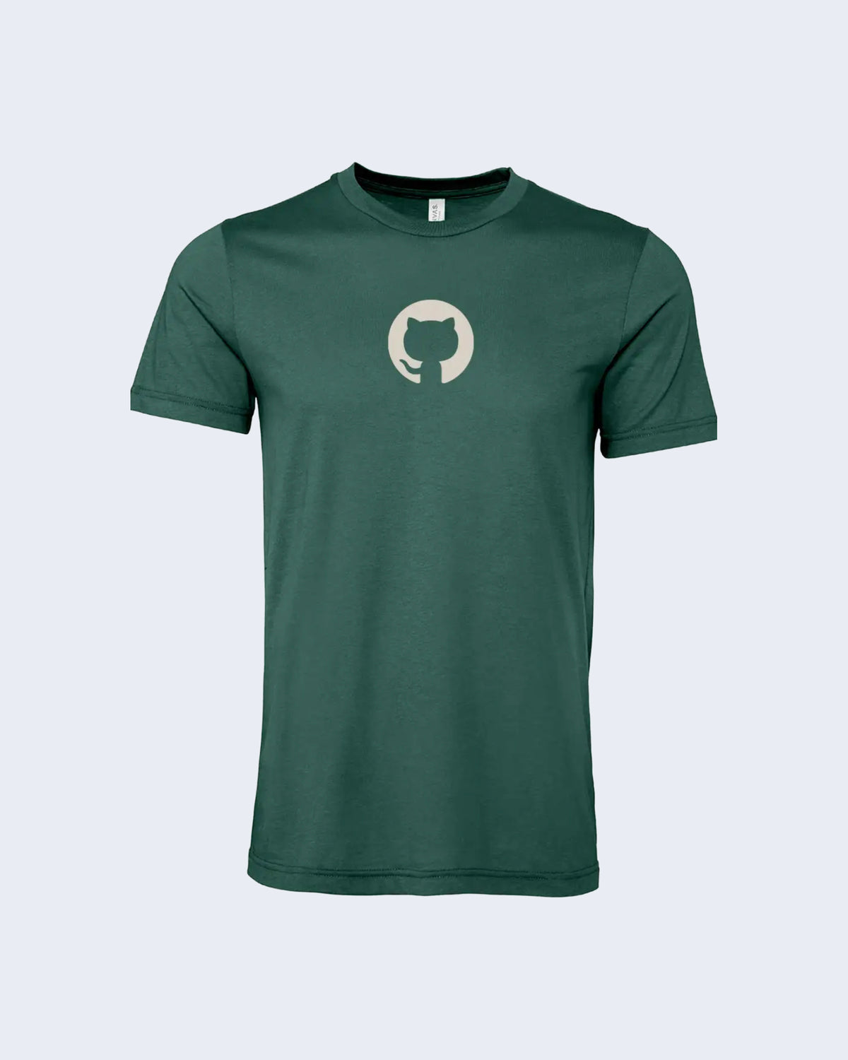 Green t-shirt with white Invertocat logo   on the chest.