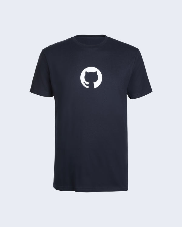 T-shirt in Navy Blue with white Invertocat logo at the chest.  #color:navy