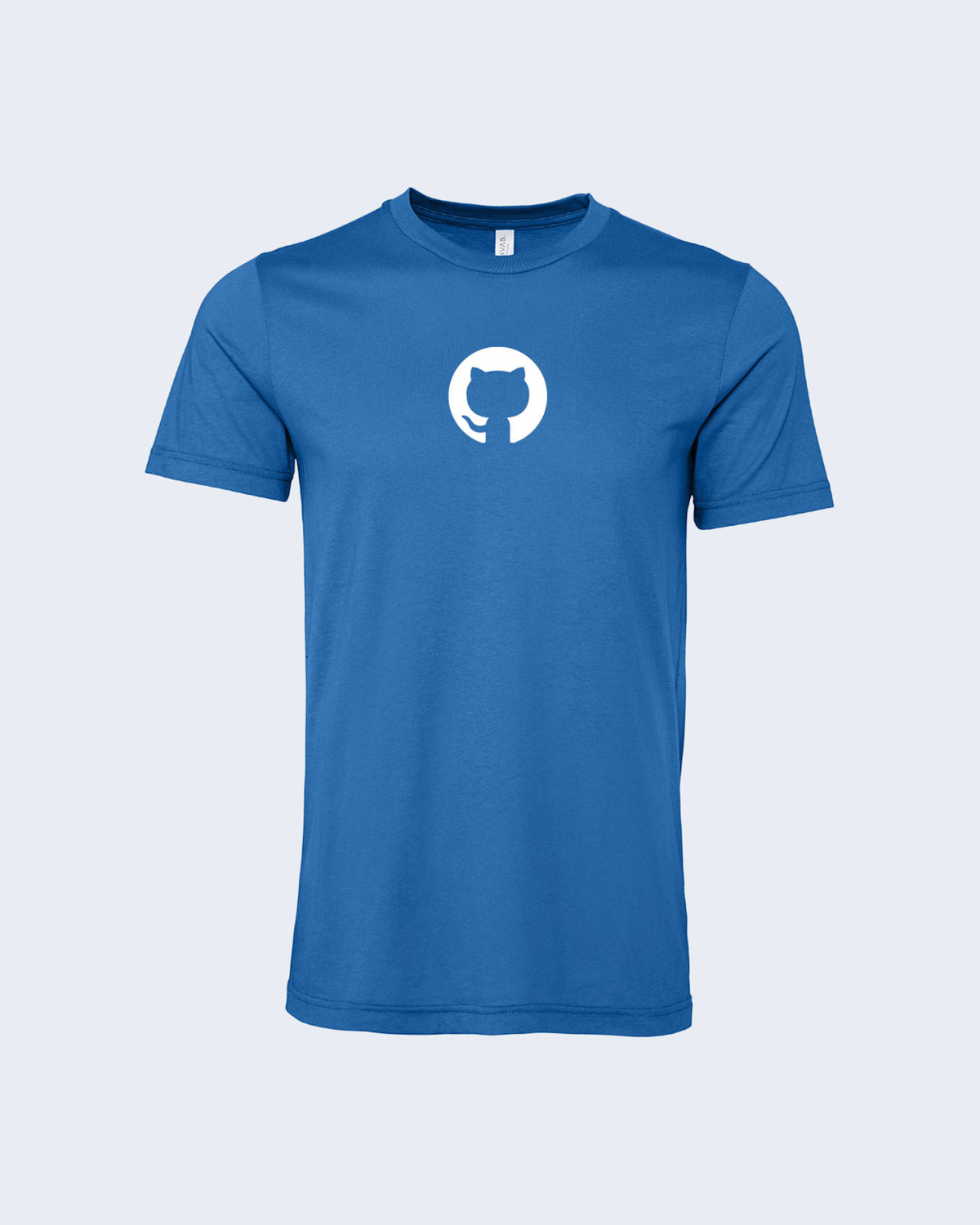 Blue t-shirt with white Invertocat logo   on the chest.