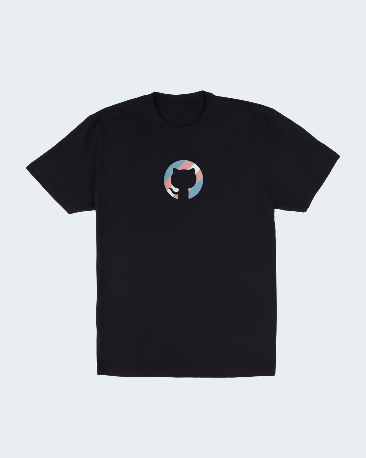 T-shirt in black, featuring the Trans Pride invertocat logo at the chest.