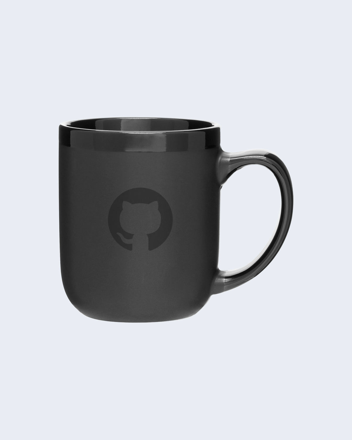 Matte black stoneware mug featuring black Invertocat logo on the center.