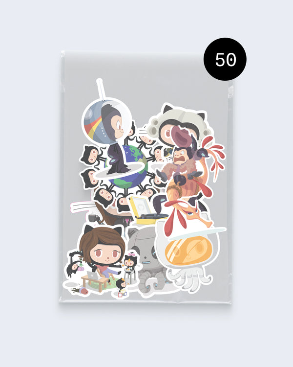 50 Assorted GitHub themed Sticker Pack