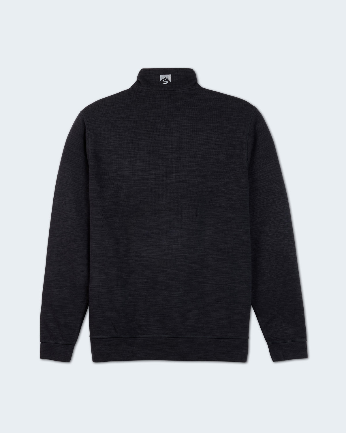 A black half-zip sweatshirt with a mock neck collar.