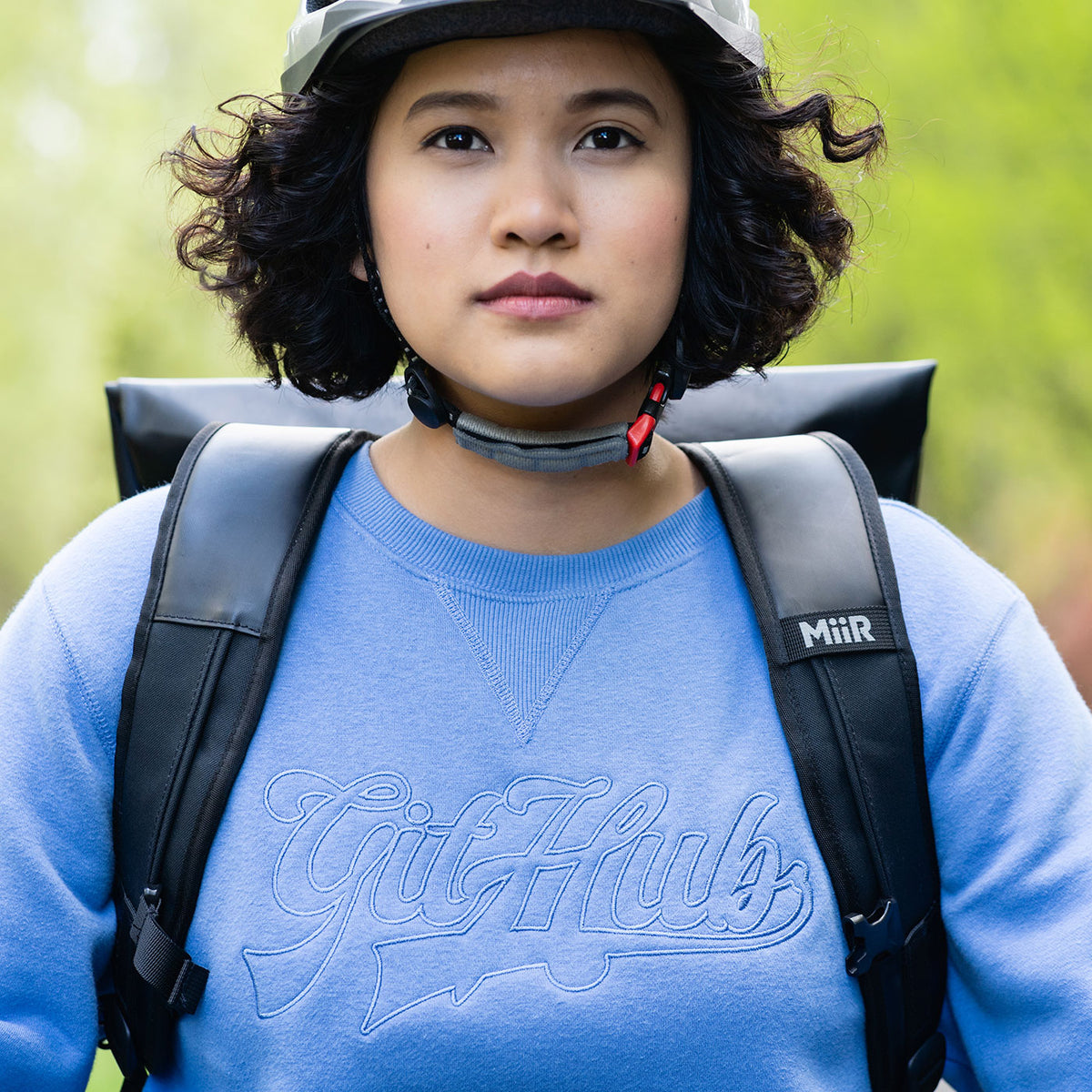 Lifestyle Photo for Varsity Crewneck Sweatshirt Blue