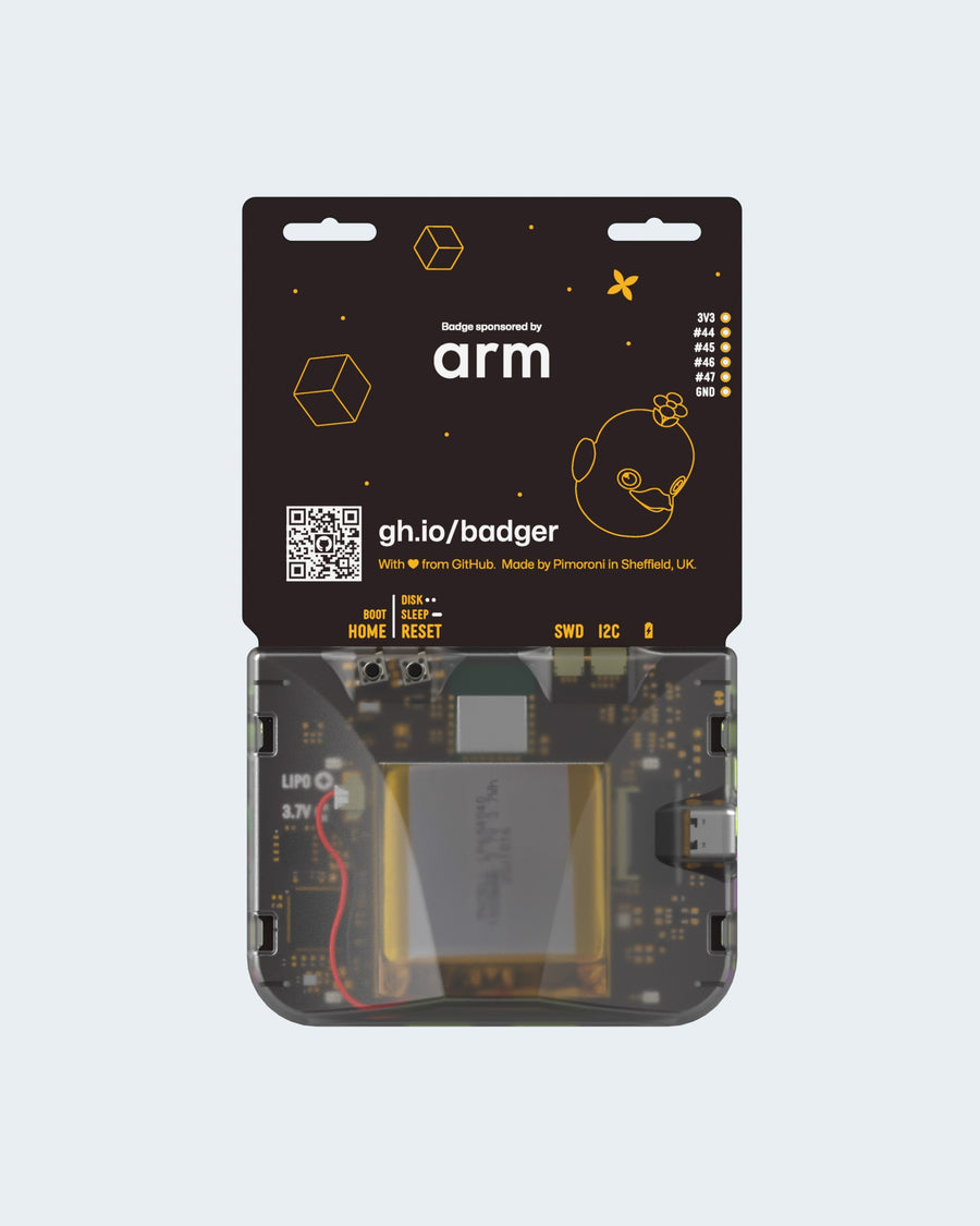 Back view of the hackable badge with clear back design