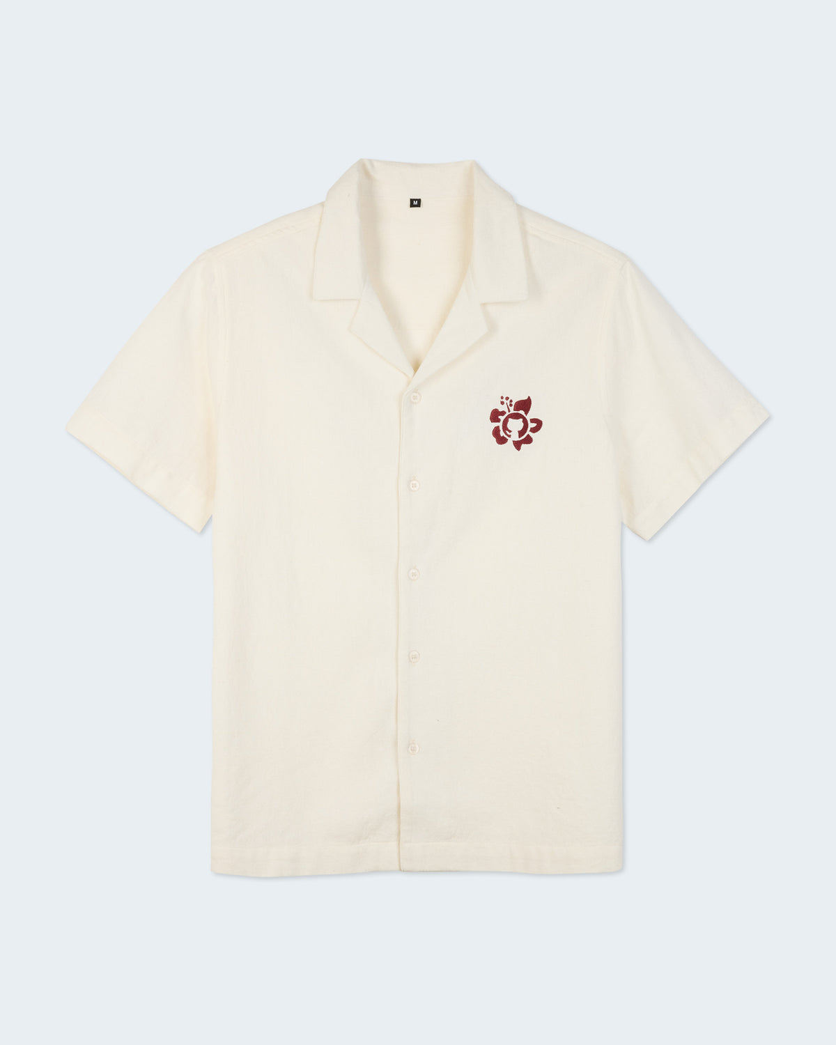Hibiscus-tocat Linen Shirt with a flowery Invertocat embroidered logo on the left chest