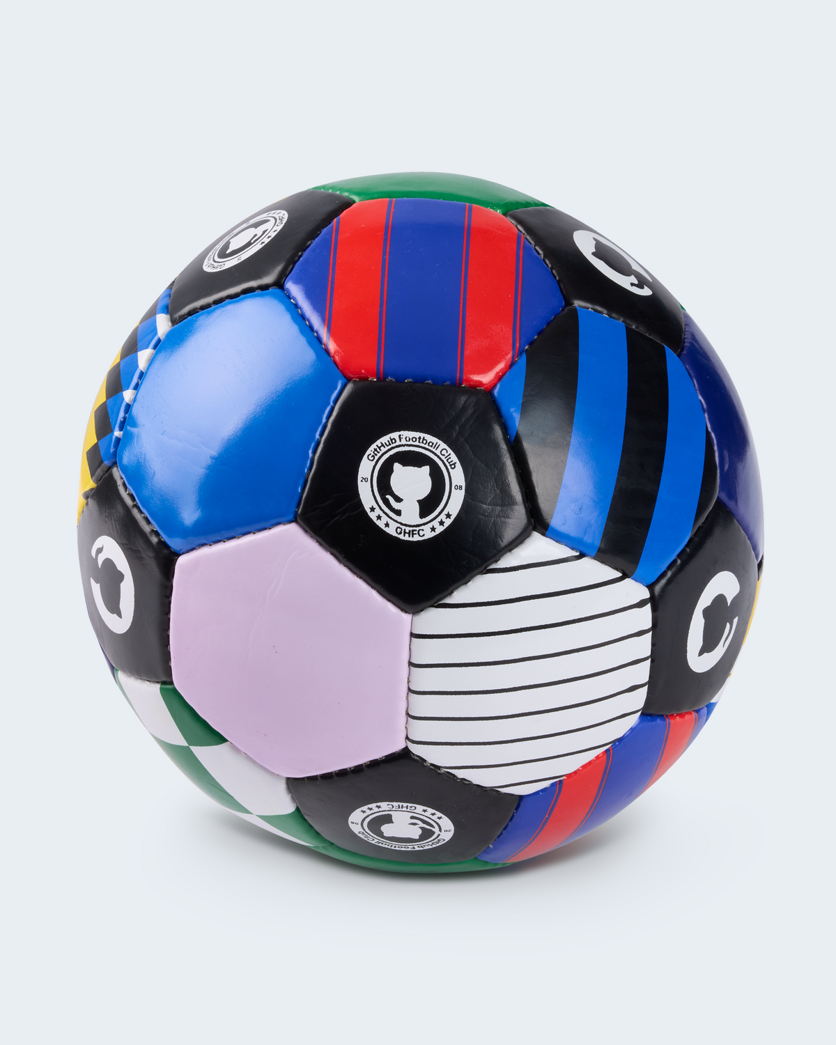 Multicolored soccer ball with a  invertocat logo
