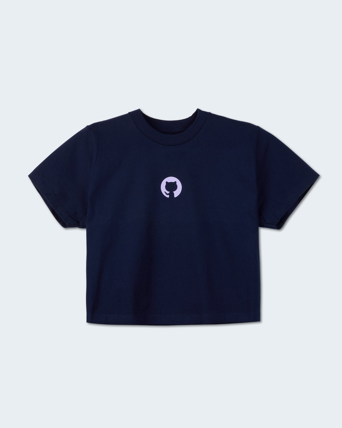 Navy crop shirt with GitHub logo in center chest.