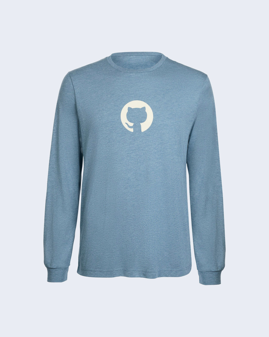 Front side of Invertocat 4.0 Long Sleeve shirt in blue.