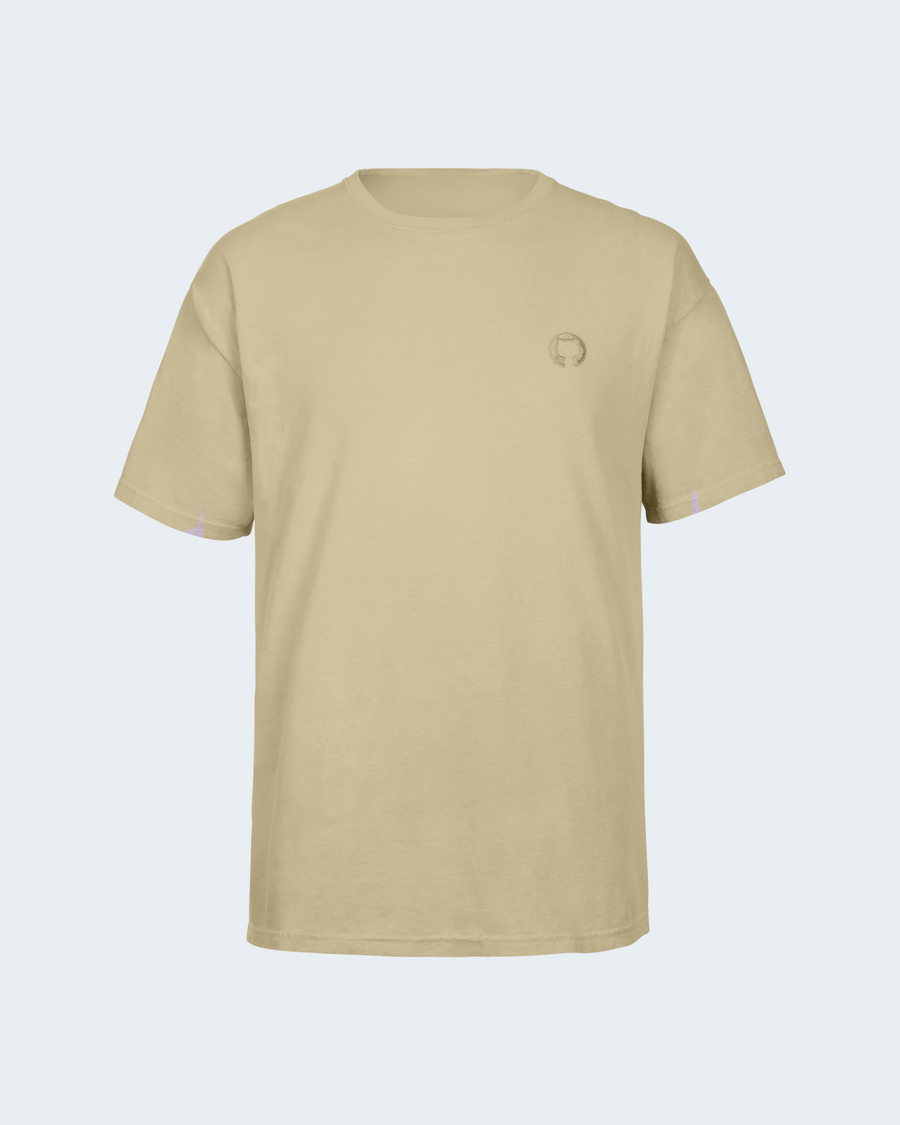 Front side of GitHub Botanical Dye Sand Shirt. #color:tan