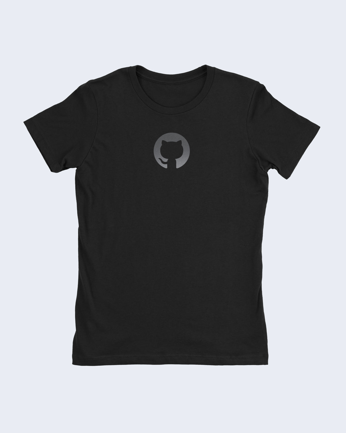 Front side of fitted Invertocat shirt in Black with black ink.