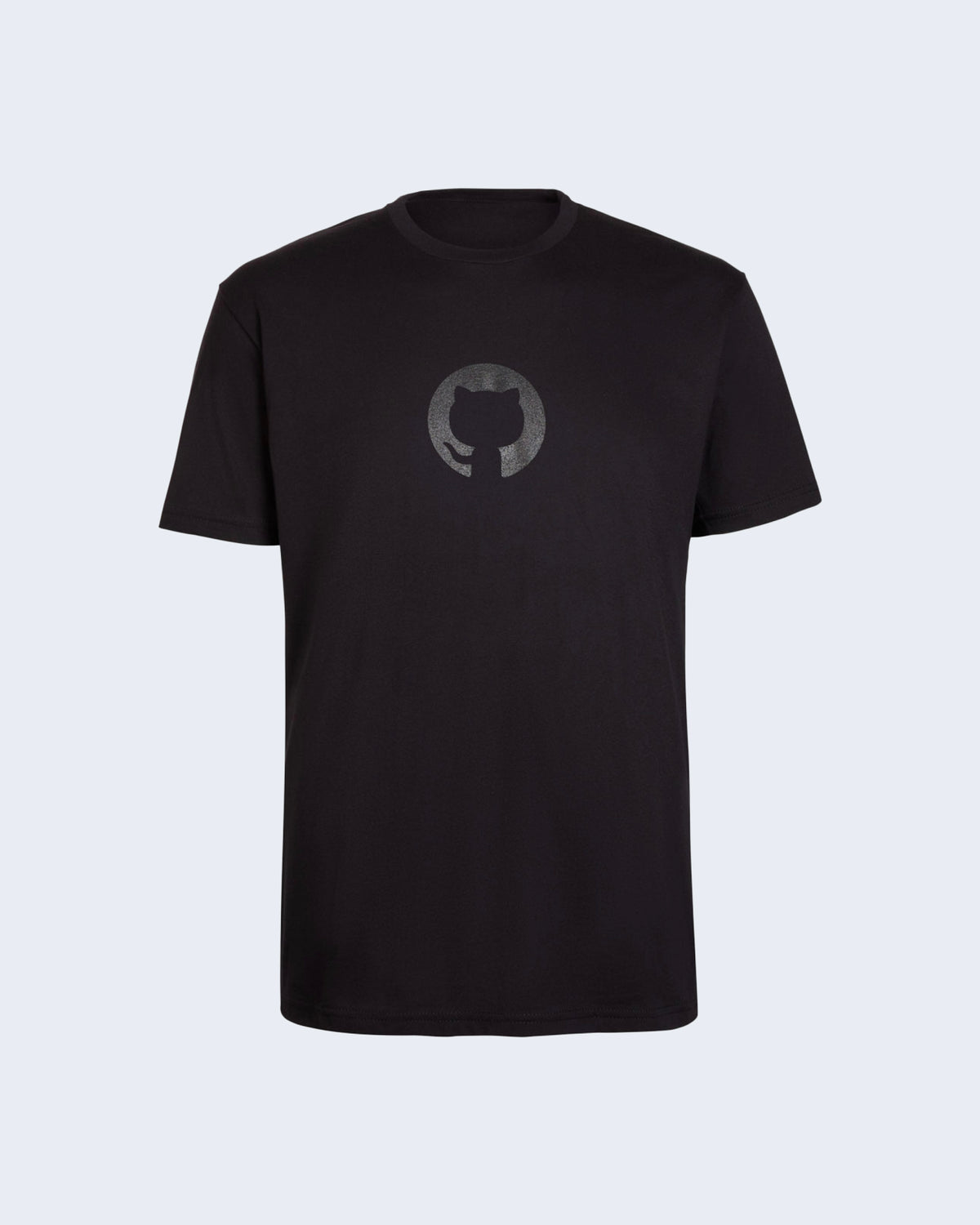 Front side of Invertocat 4.0 shirt standard fit in black with black ink