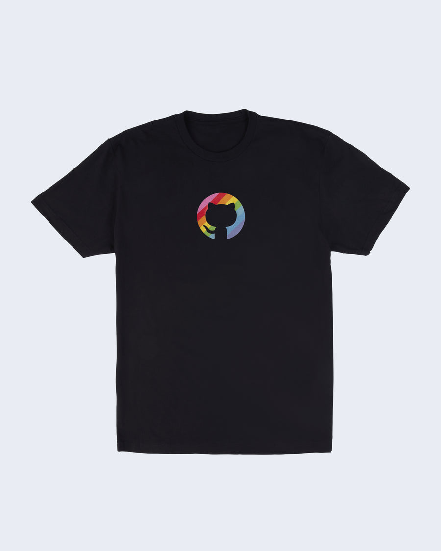 Pride Shirt in black, featuring the invertocat logo