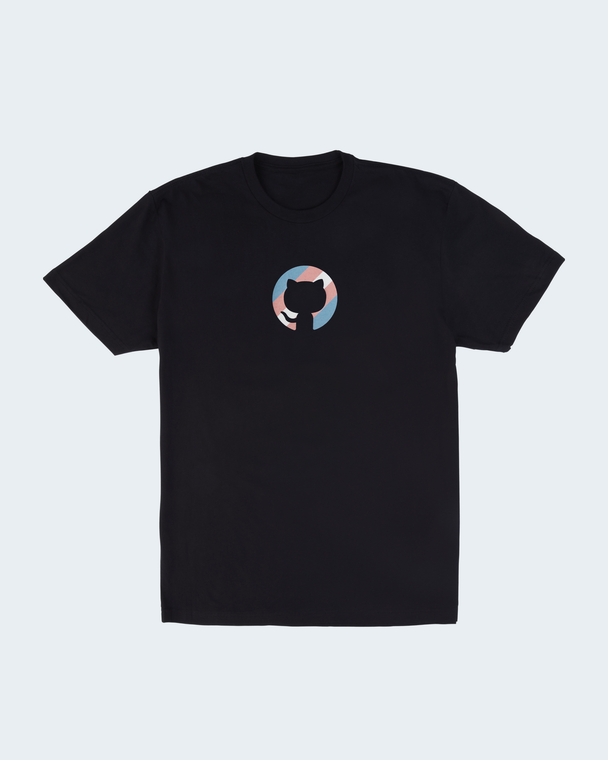 Trans Pride Shirt in black, featuring the invertocat logo