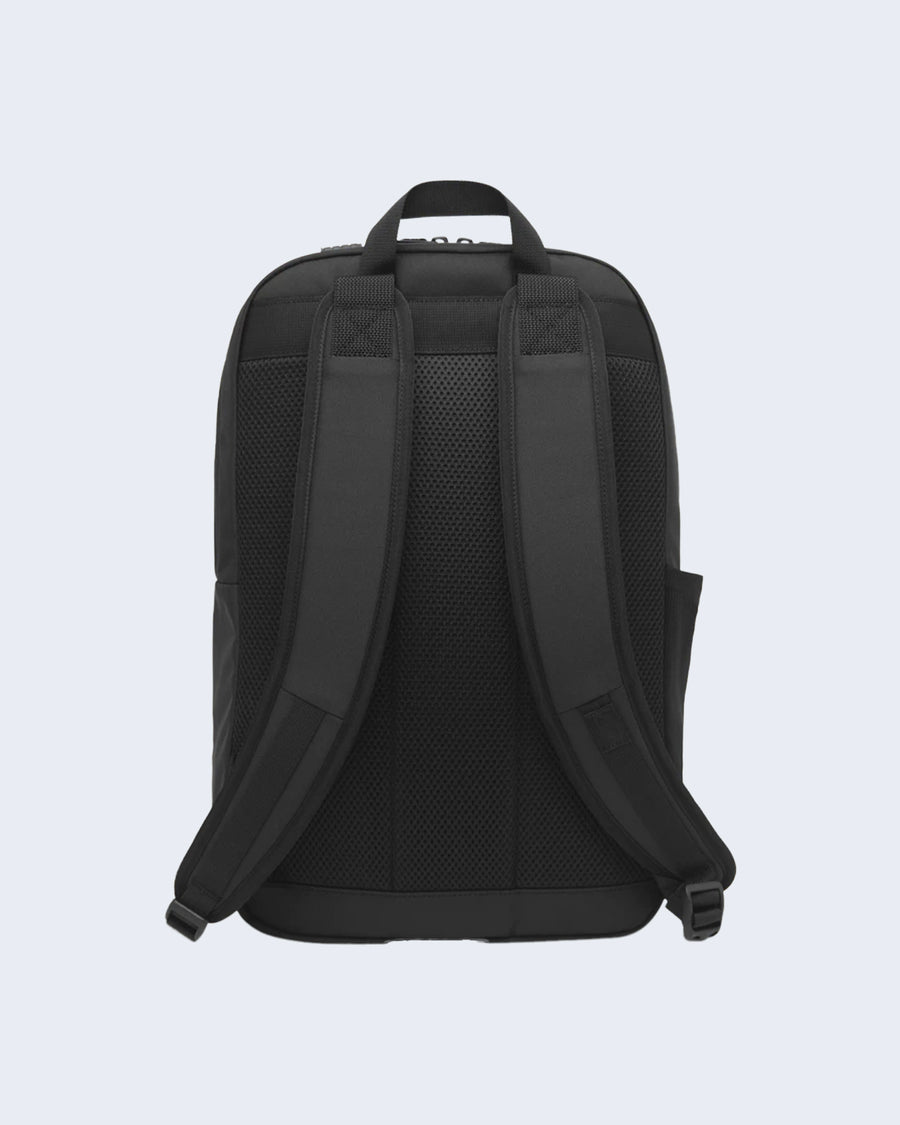 Back side of black Timbuk2 backpack #color:black