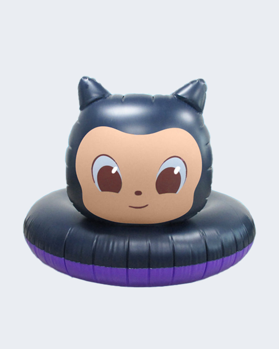 Inflatable Mona character pool float for beverages.