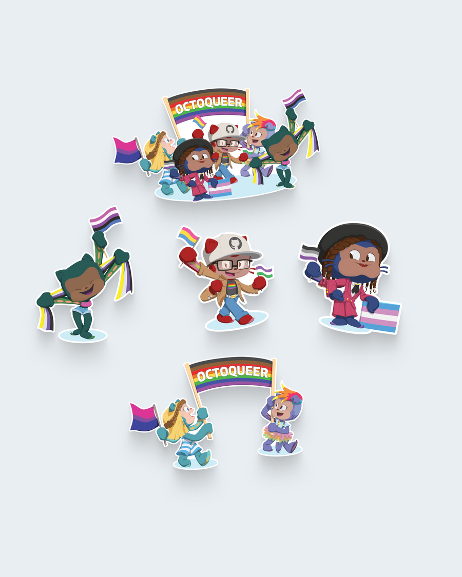 Visual of Octoqueer sticker pack